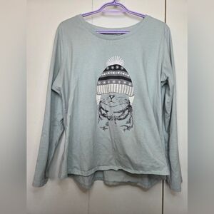 Ricki's Light Gray Long Sleeve Tee with Cat Print